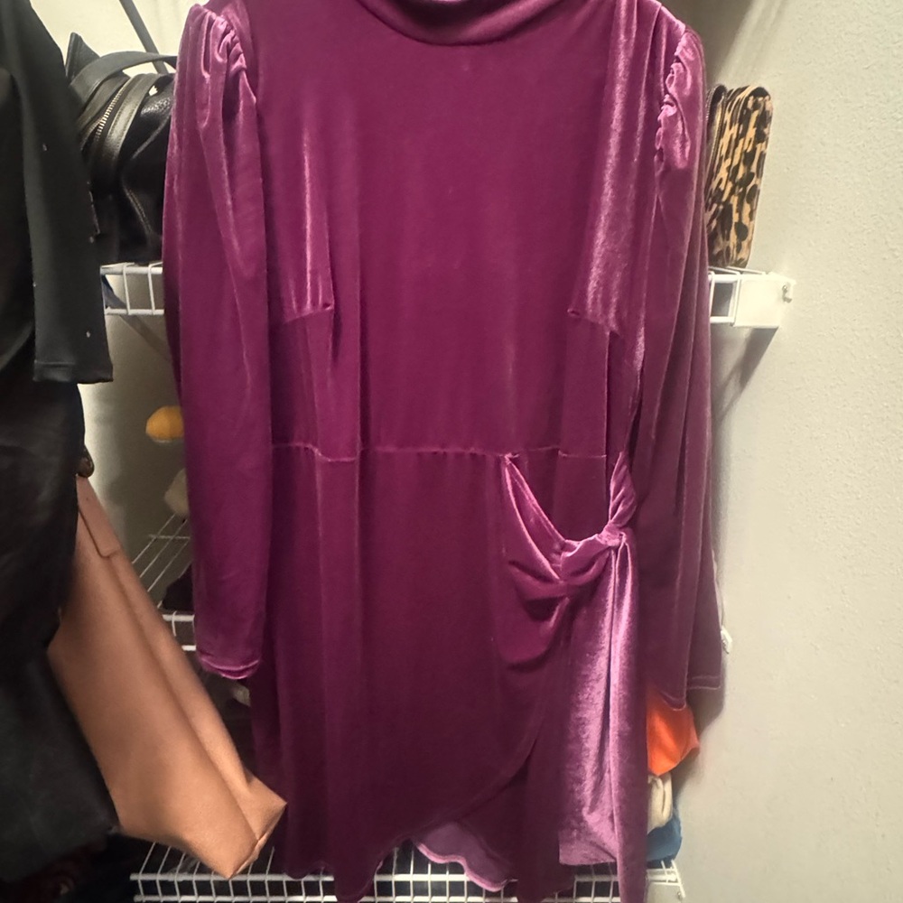 Eloquii Rich Purple Velvet Mini Dress